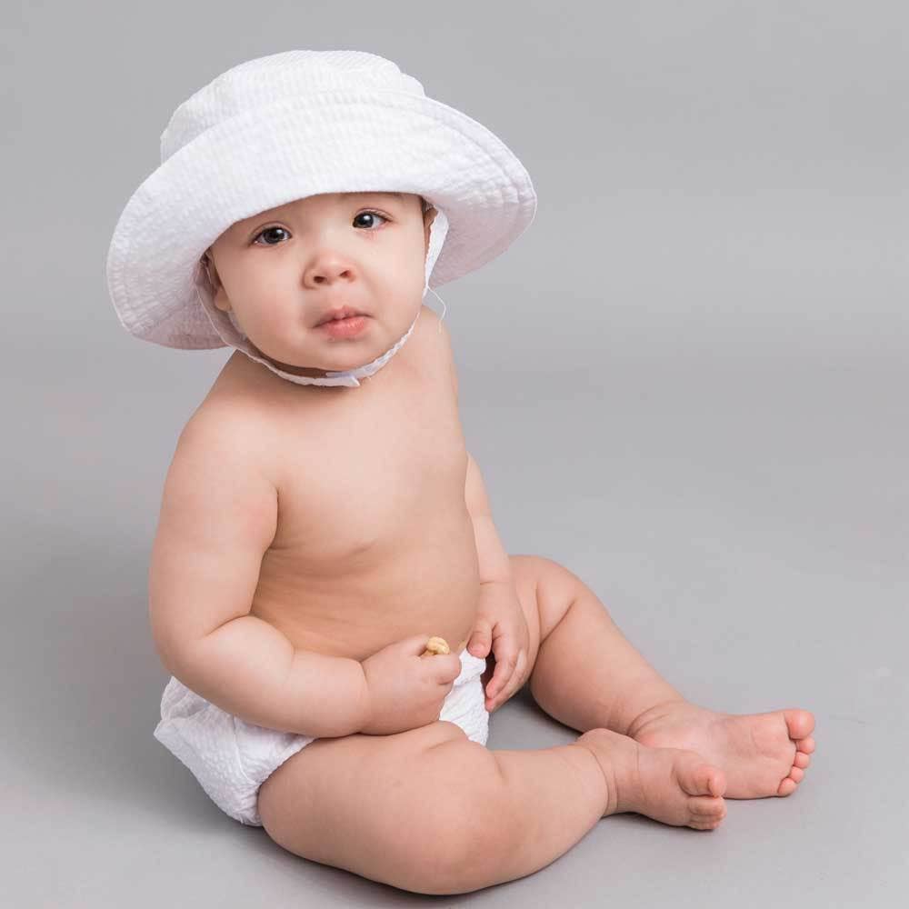White Seersucker Bucket Hat Baby & Toddler: 2-4 Years