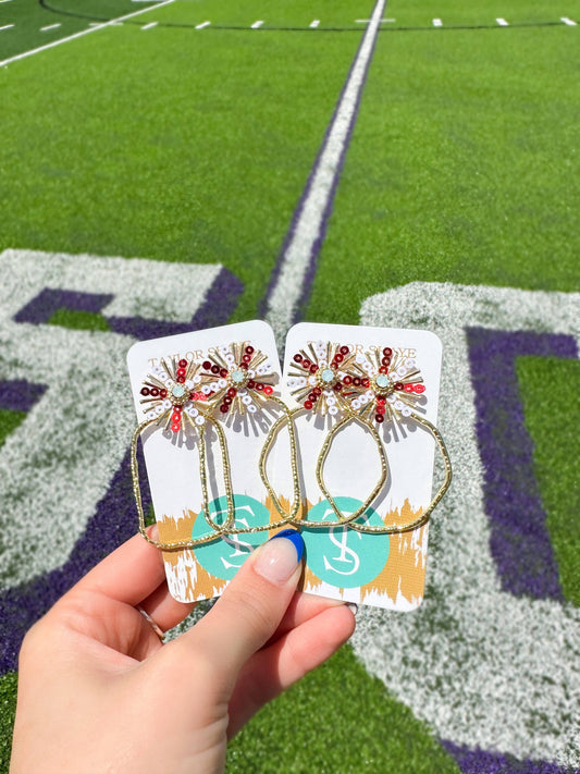 Gameday Sequin Sunburst Hoop Earrings