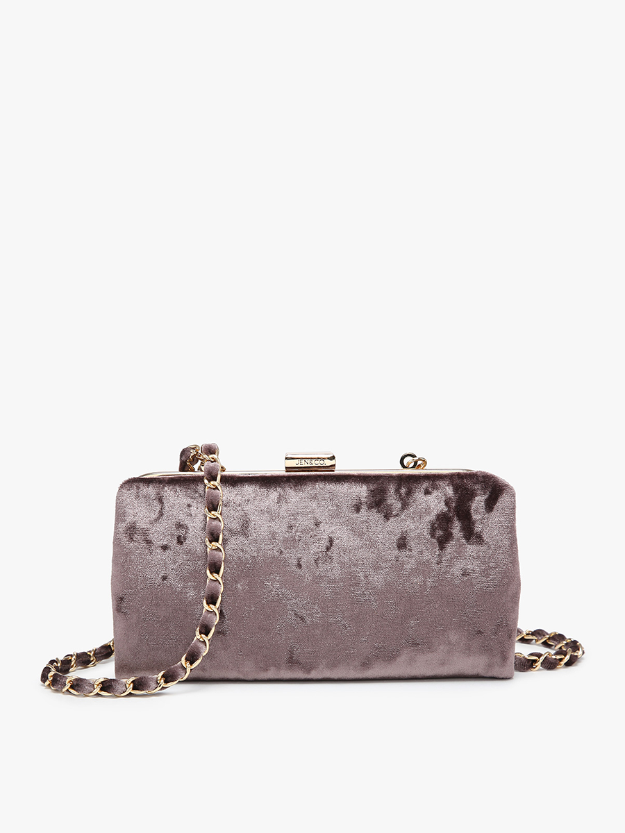 Sue Velvet Wallet Pouch Crossbody: Black