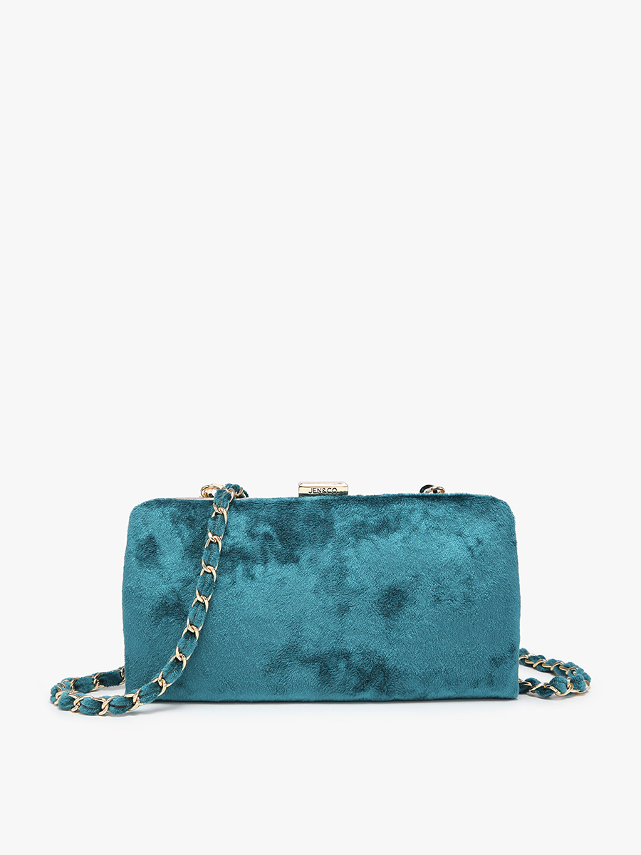 Sue Velvet Wallet Pouch Crossbody: Black