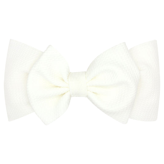 Rippled-Textured Large Baby Girls Bowtie on Matching Wide Band