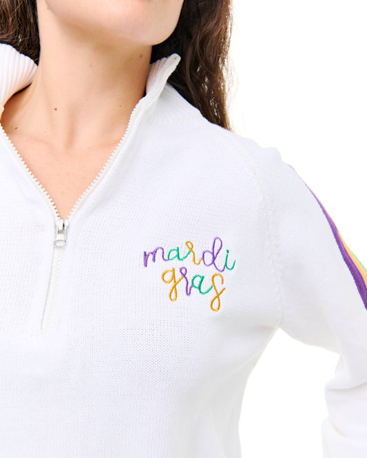 Mardi Gras embroidered quarter zip