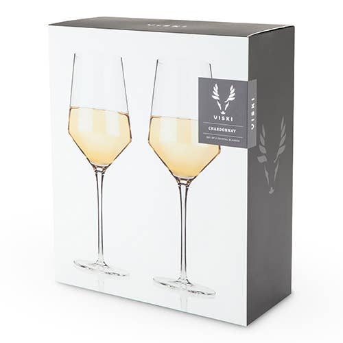 Crystal Chardonnay Glasses Angled - Set of 2