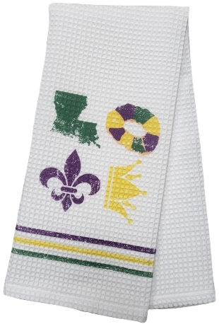 Mardi Gras Icons Waffle Tea Towel