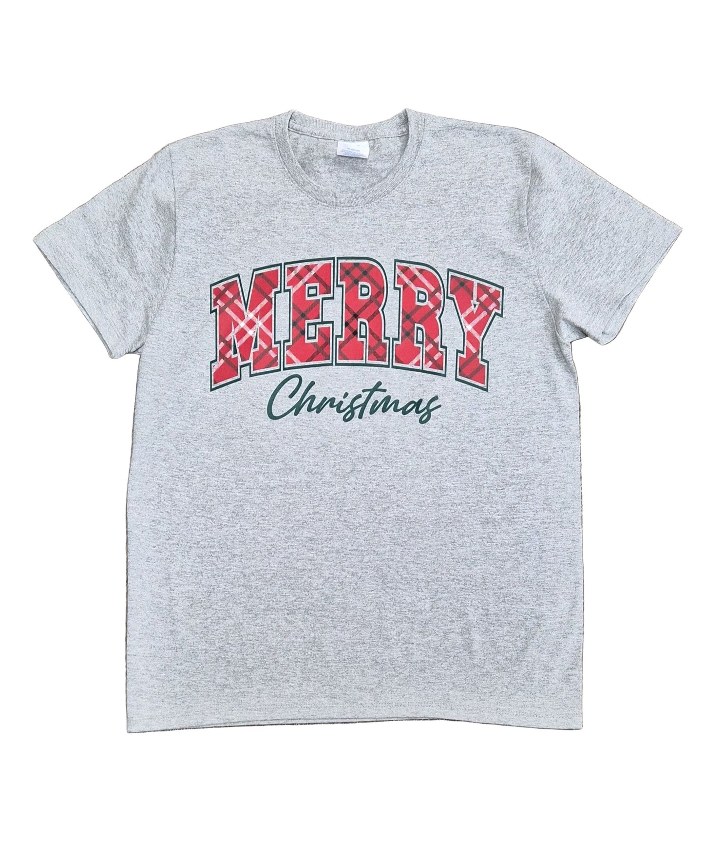 Merry Christmas Plaid Ladies Short Sleeve Tee
