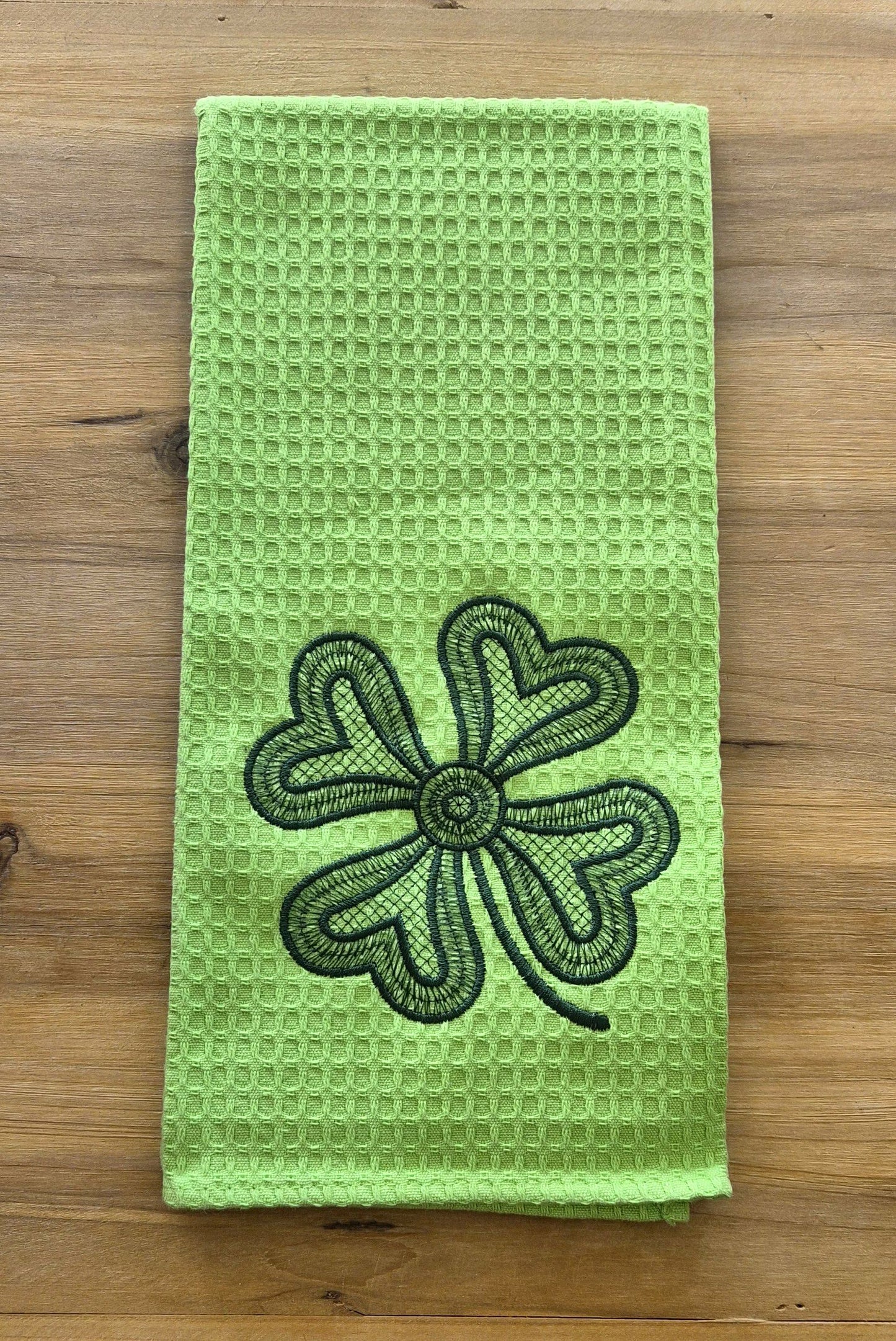 Four Leaf Clover Embroidered Kitchen Towel