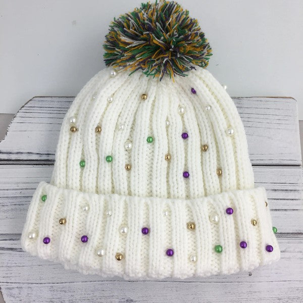 Mardi Gras Beaded Beanie