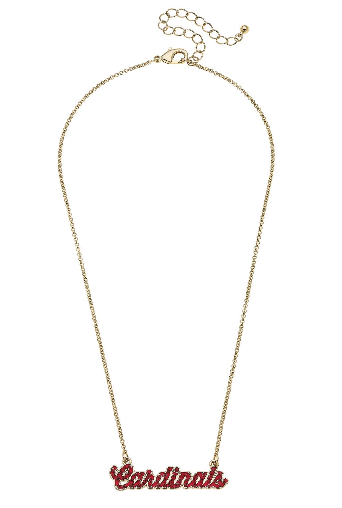 Cardinals Pave Autograph Enamel Necklace in Red