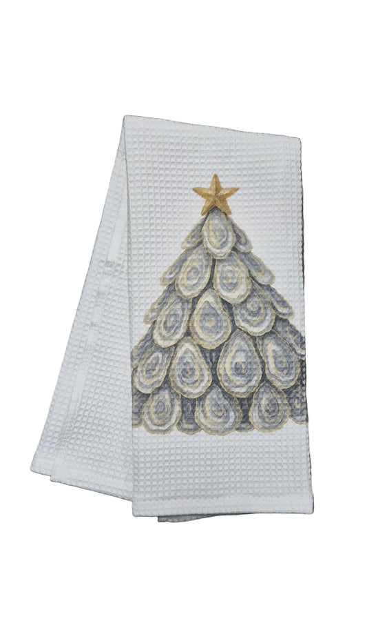 Oyster Christmas Tree Waffle Tea Towel