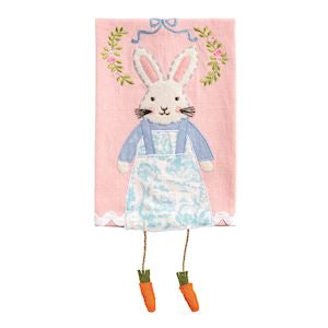 Pink Bunny Dangle Leg Tea Towel