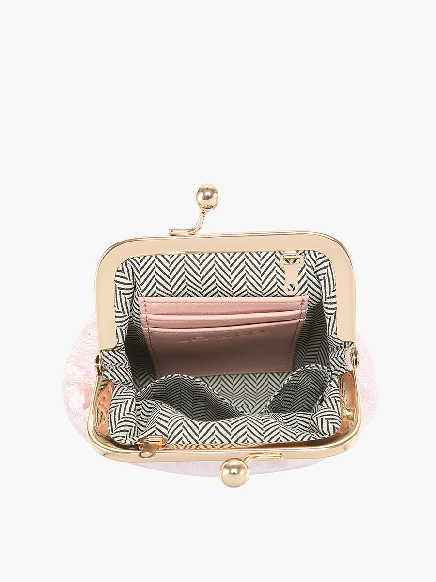 Velvet Coin Pouch Crossbody: Pink