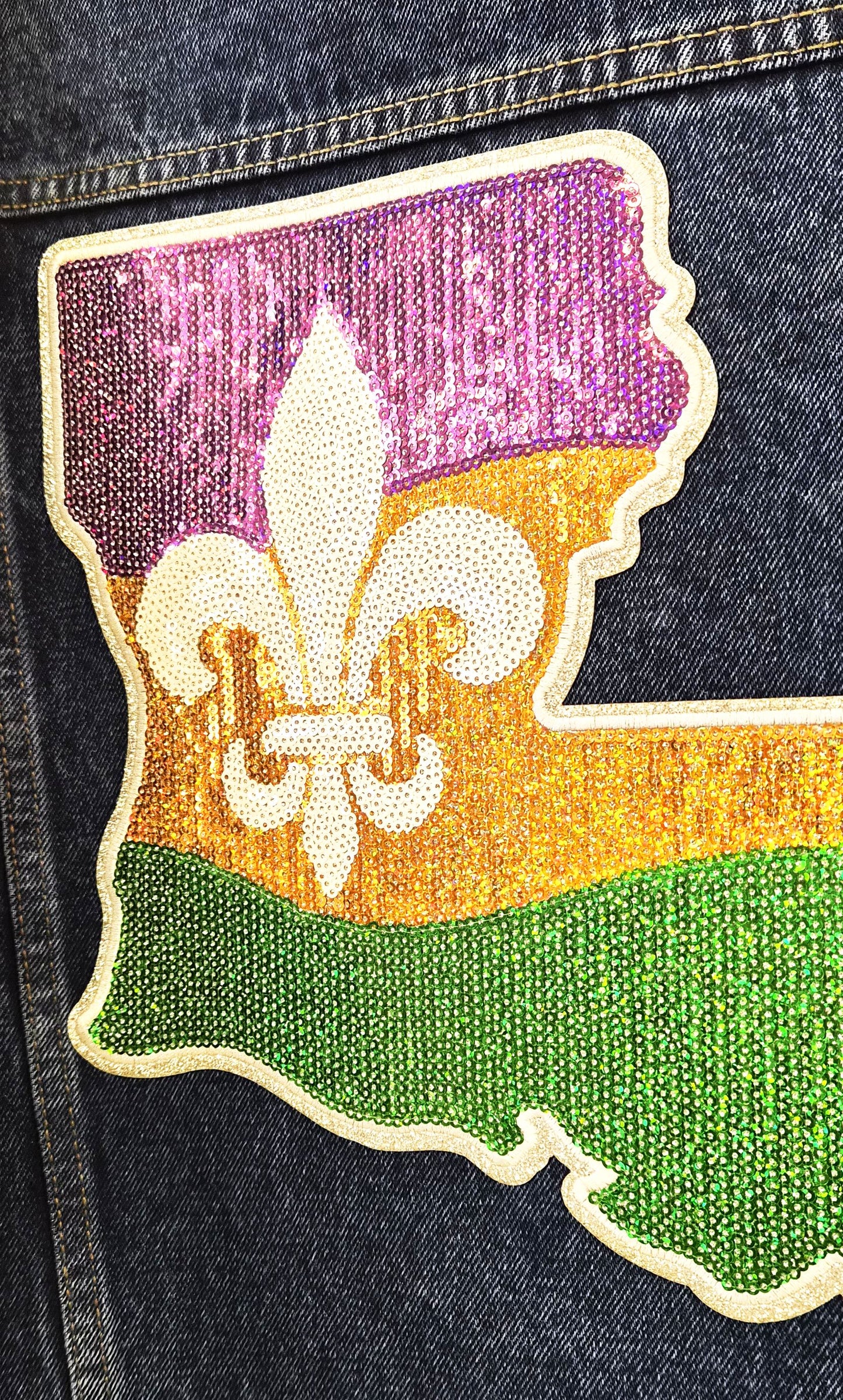Mardi Gras Louisiana Blue Jean Jacket