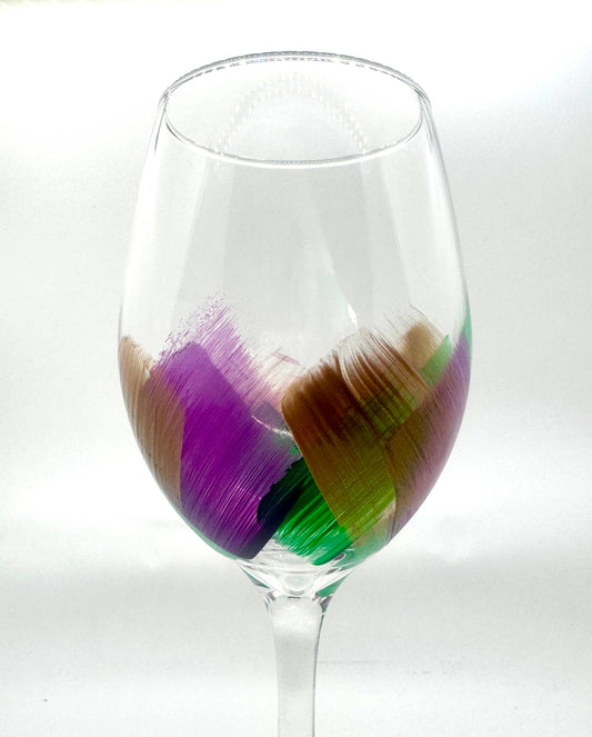 Hand Painted Mardi Gras Wine Glass