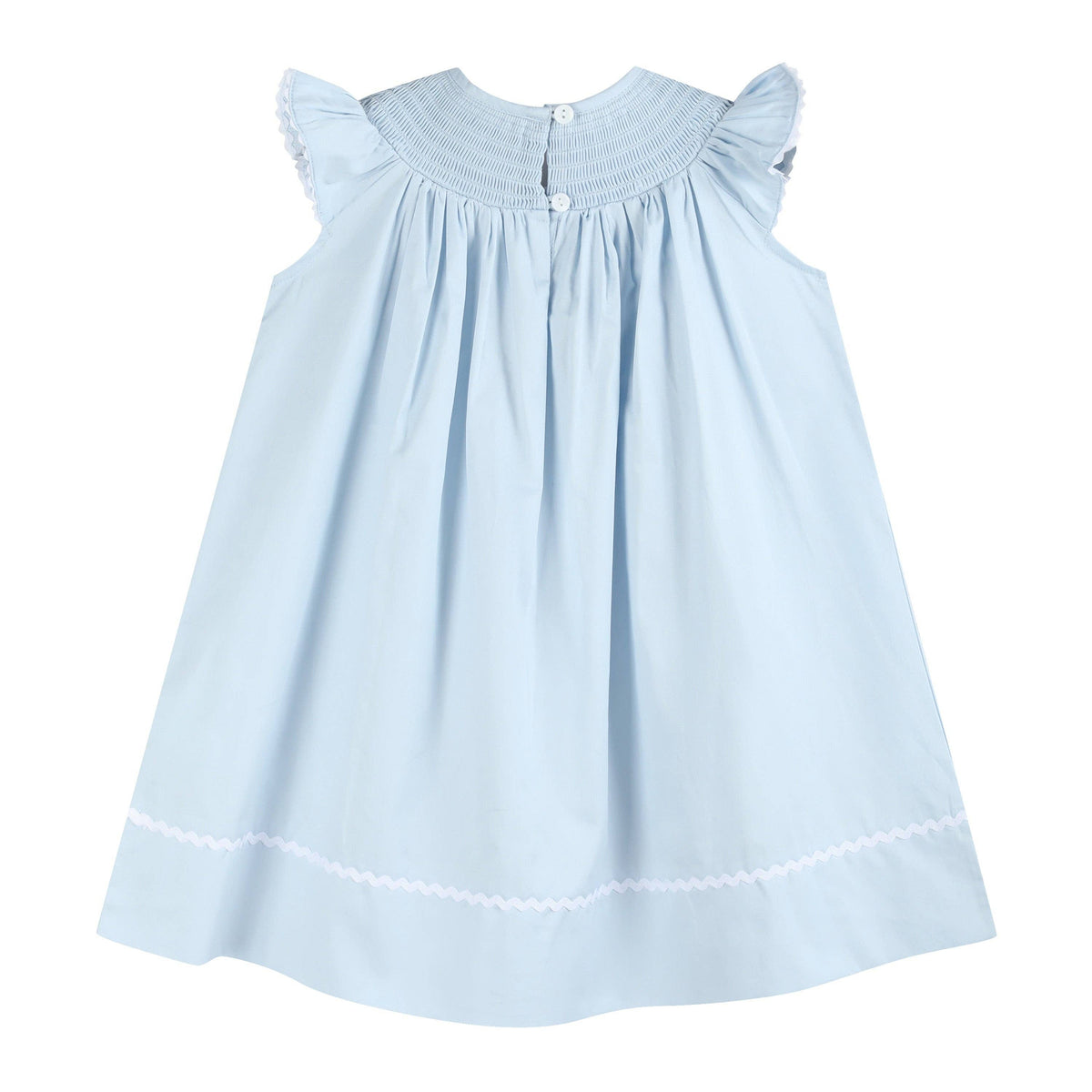 Blue Floral Crosses Smocked Bishop Dress