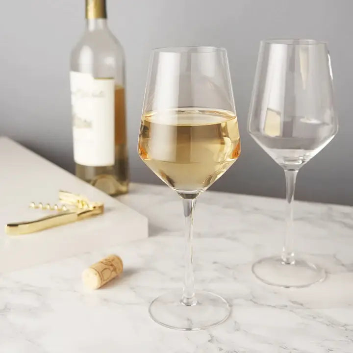 Crystal Chardonnay Glasses Angled - Set of 2