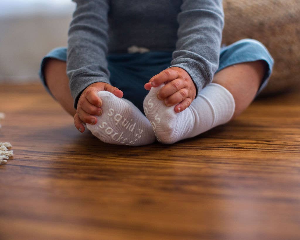 Cloud Nonslip Silicone Grip Baby Socks - White