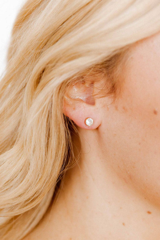 Screwback Stud Earrings - Juliet Clear 5mm