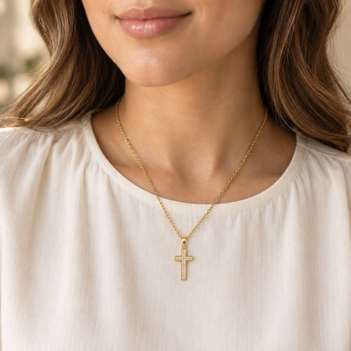 Gemstone Cross Necklace