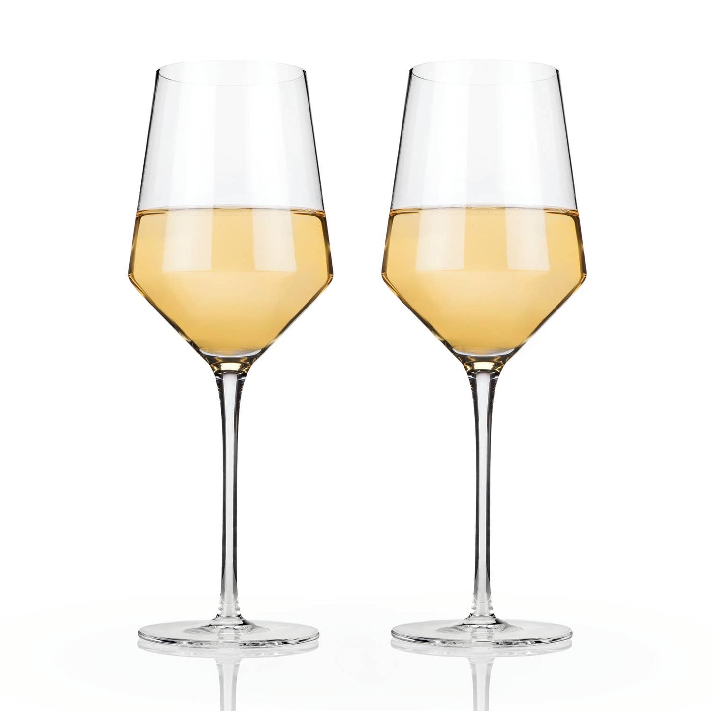 Crystal Chardonnay Glasses Angled - Set of 2