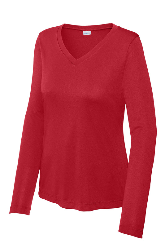 Sport-Tek Women's Long Sleeve Performance V-Neck Tee