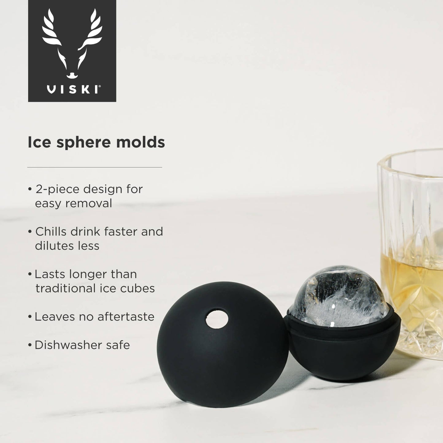 Whiskey Glasses & Ice Sphere Molds Gift Box Set - Set of 4 Glasses