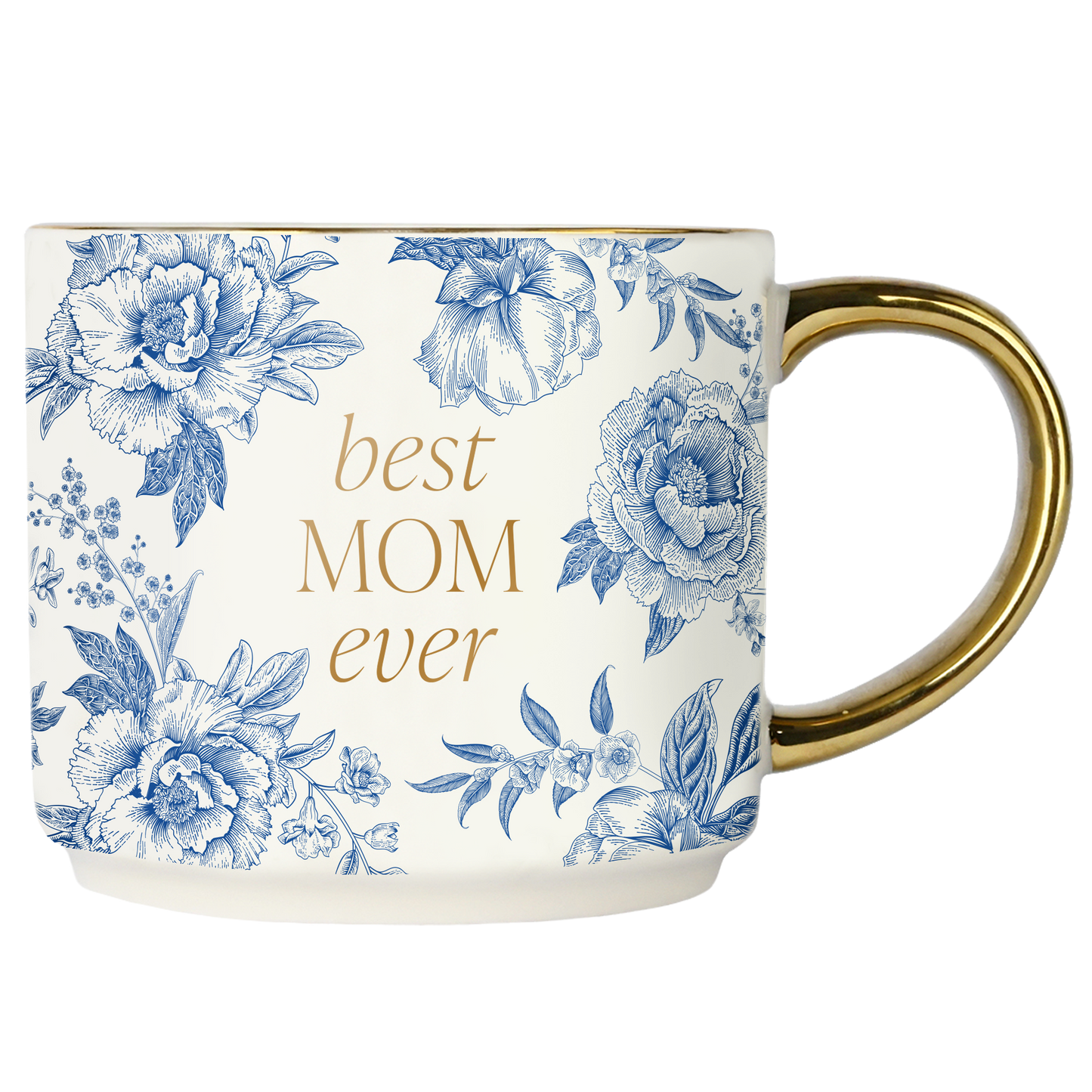 Blue Floral Best Mom Ever Coffee Mug