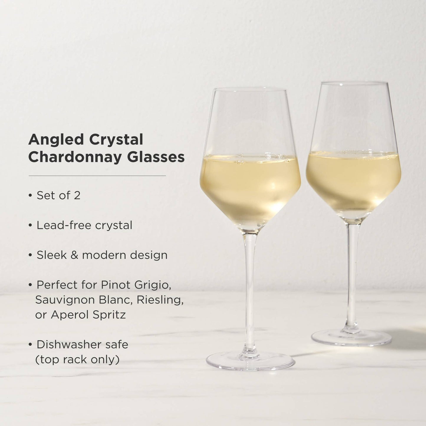 Crystal Chardonnay Glasses Angled - Set of 2