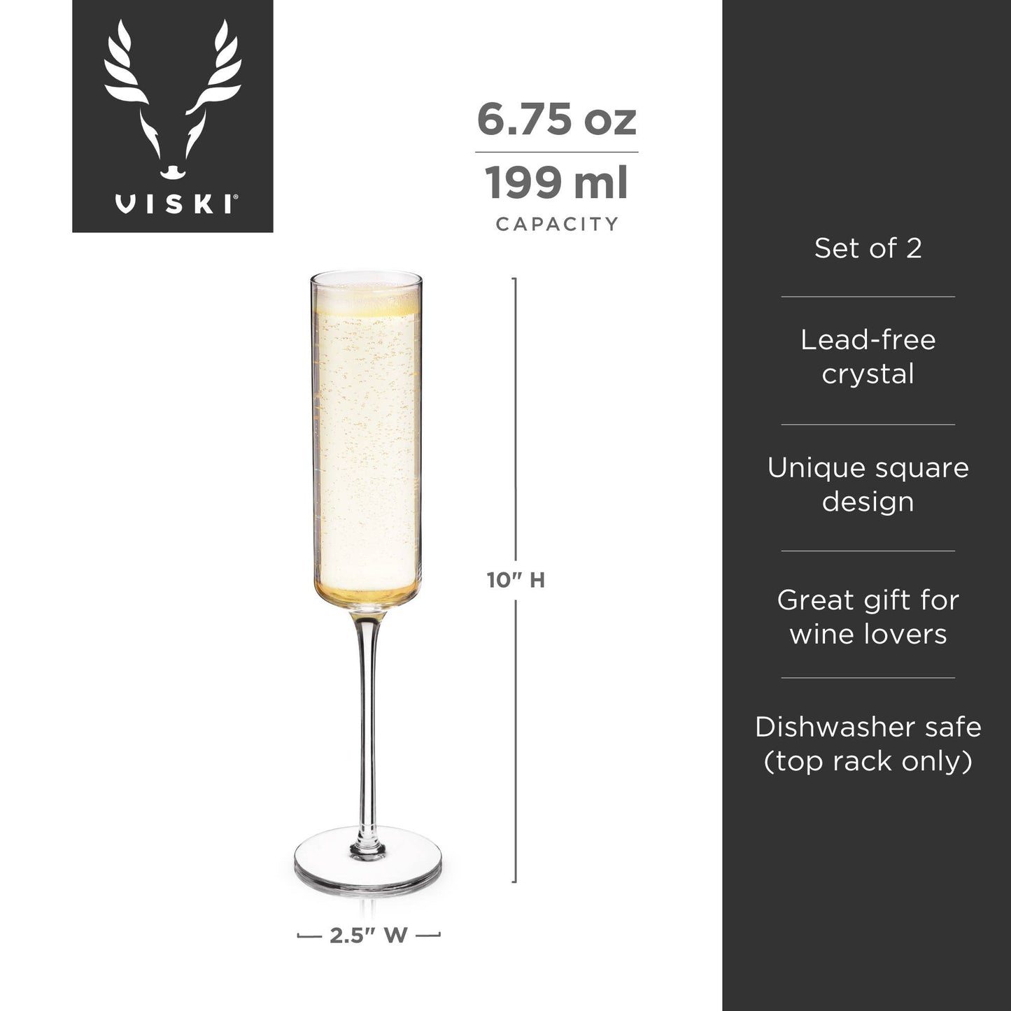 Laurel Crystal Champagne Flutes by Viski – Set of 2