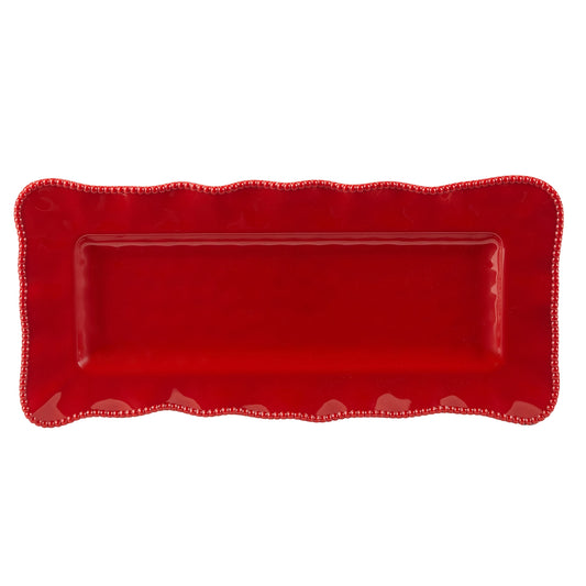 Red Perlette Melamine Rectangular Platter 19in X 9in