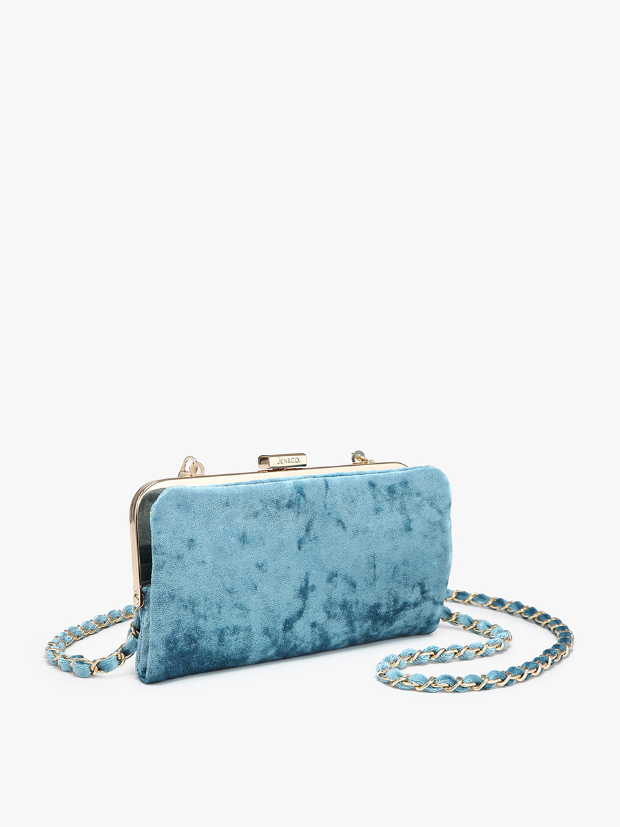 Sue Velvet Wallet Pouch Crossbody: Black