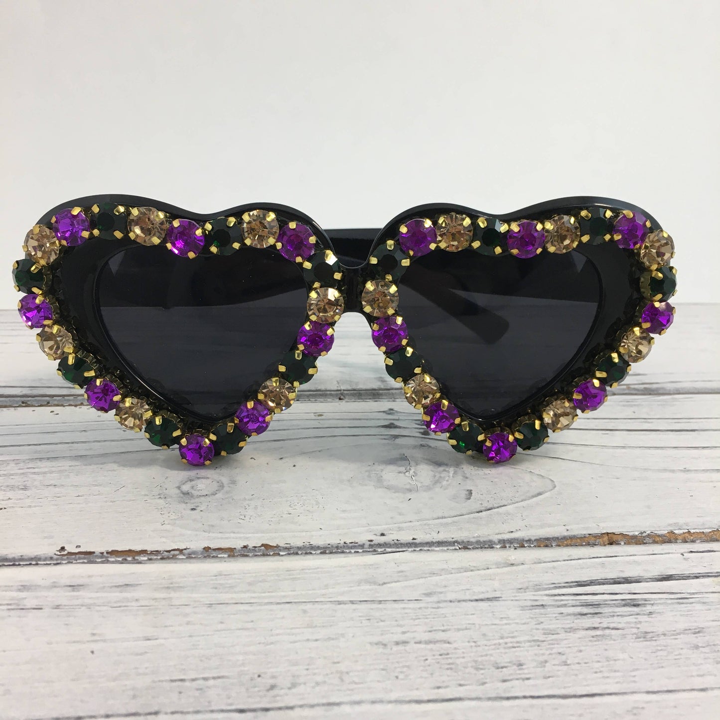 Mardi Gras Heart Rhinestone Sunglasses