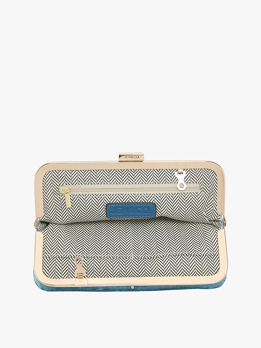 Sue Velvet Wallet Pouch Crossbody: Black