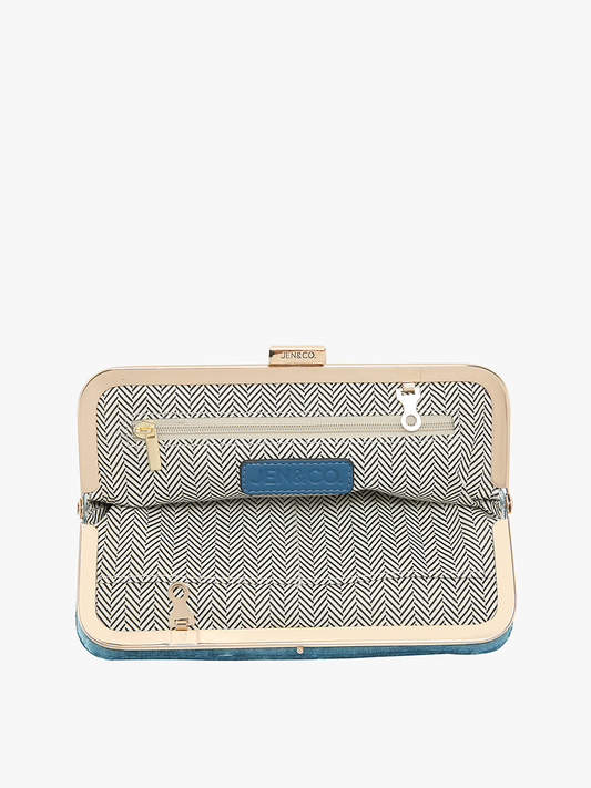 Sue Velvet Wallet Pouch Crossbody: Black