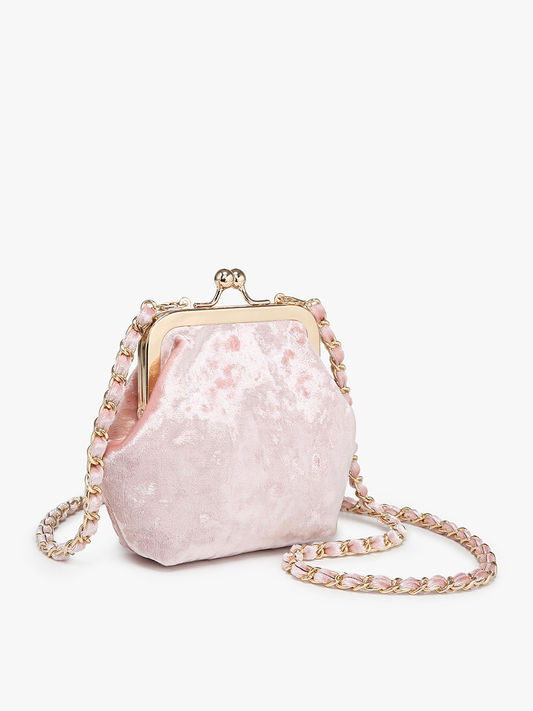Velvet Coin Pouch Crossbody: Pink