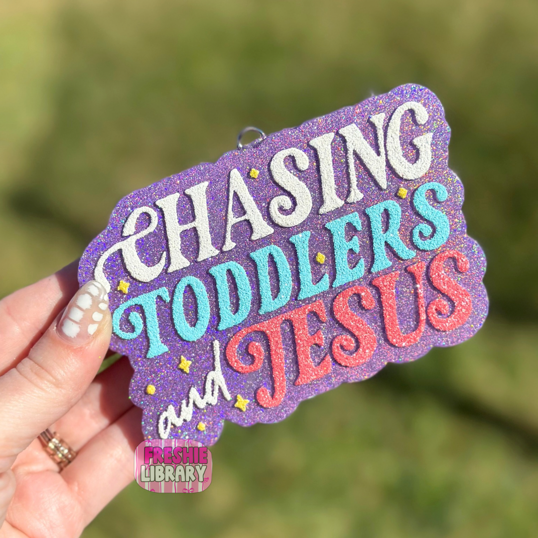 Chasing Toddlers and Jesus Car Freshie