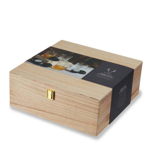 Whiskey Glasses & Ice Sphere Molds Gift Box Set - Set of 4 Glasses