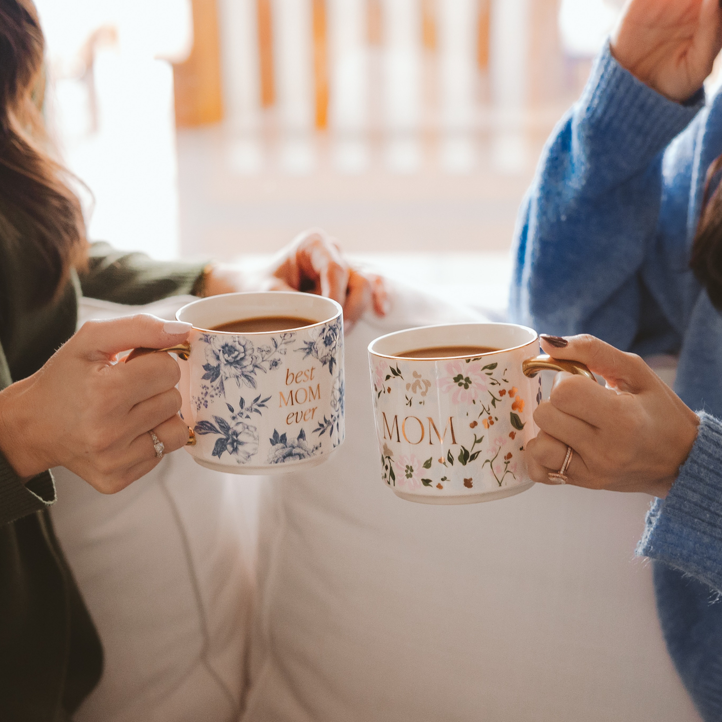 Blue Floral Best Mom Ever Coffee Mug