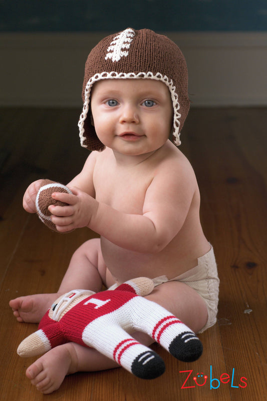 Football Player Knit Dolls: 7" Rattle / Purple/Gold