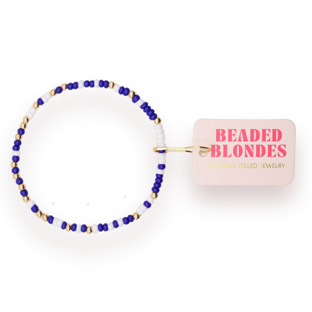 Cobalt Blue and White Sprinkle Bracelet: Standard 6.75 inch