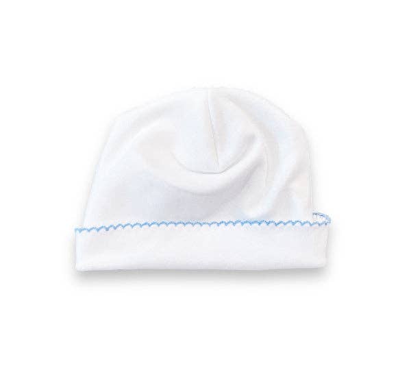 Hat - Picot Trim: White w/ Blue