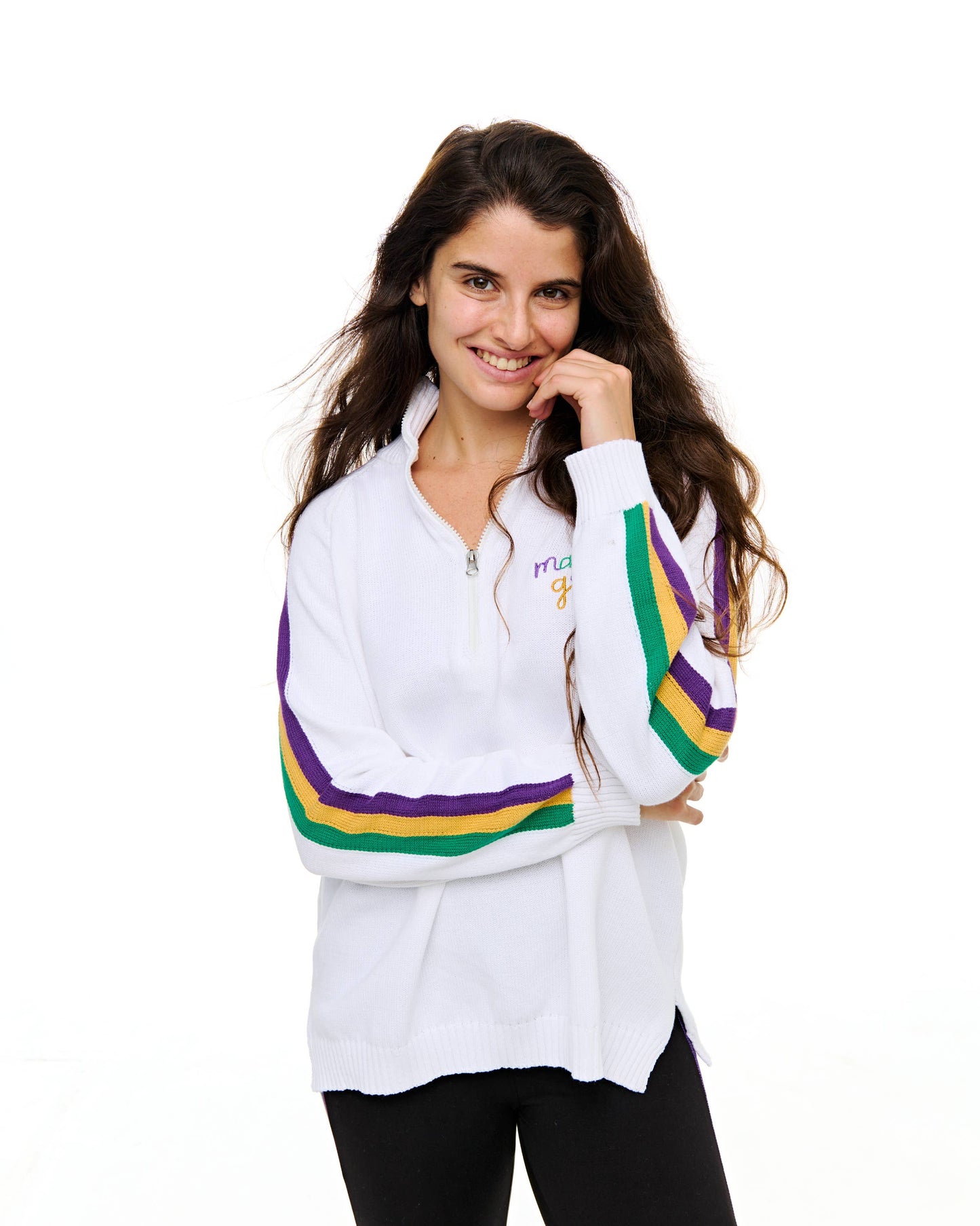 Mardi Gras embroidered quarter zip