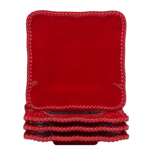 Red Perlette Melamine Canape Plate Set
