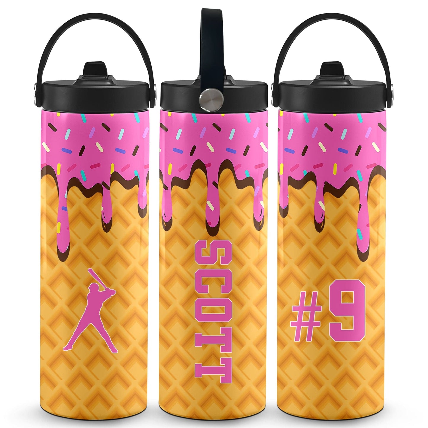 Ice Cream Baseball Drip Water Bottle
