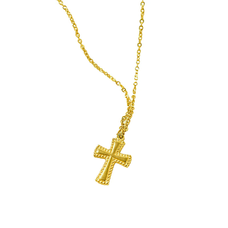 Bead Edge Cross Necklace