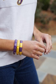 LSU Tigers Sculpted Enamel Checkered Hinge Bangle in Purple/Gold