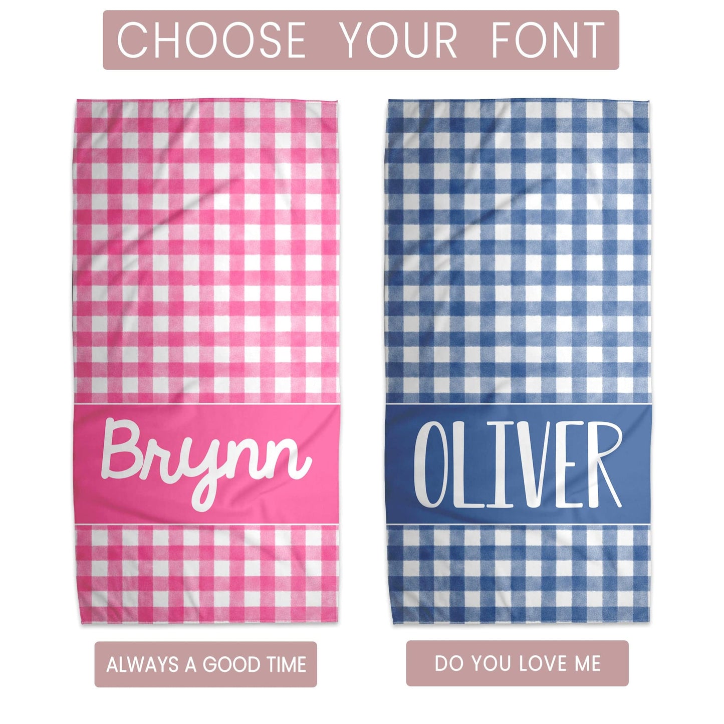 Personalized Gingham Towel