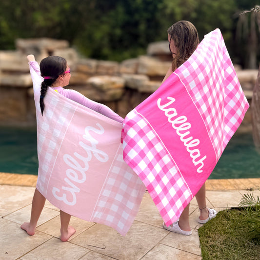 Personalized Gingham Towel