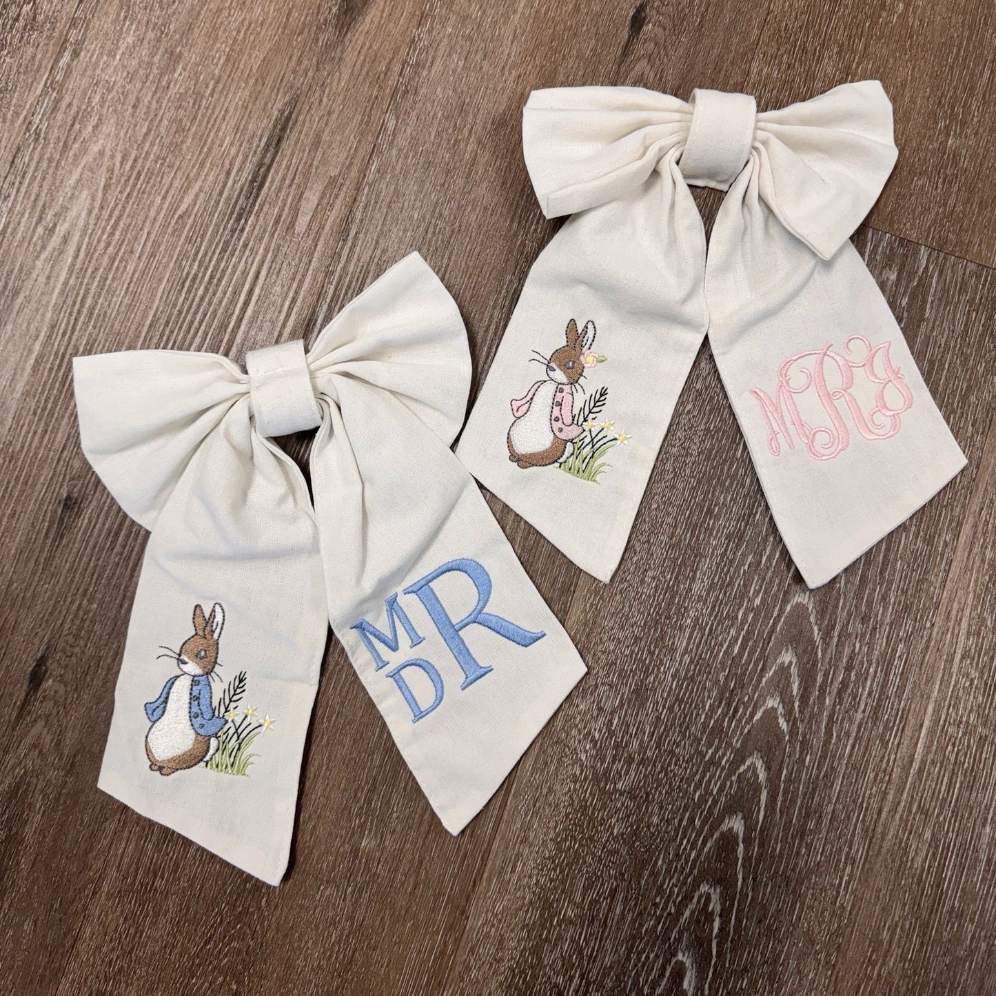 Basket Bow with Rabbit and Monogram