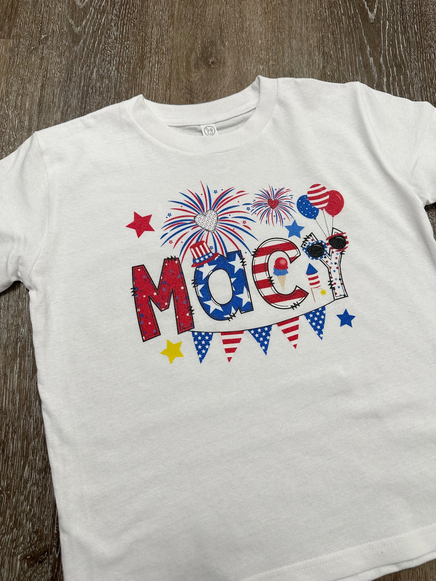 4th of July Glitter Name Shirt