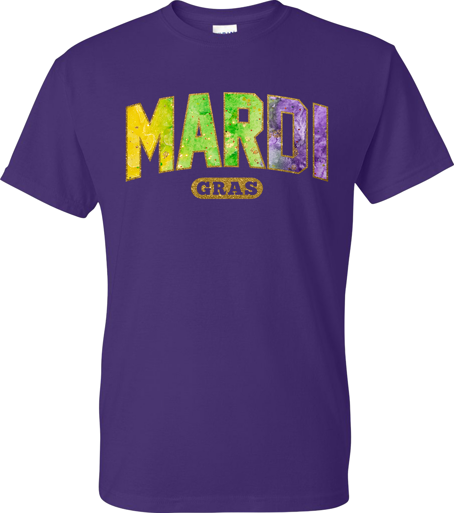 Mardi Gras Watercolor Glitter T-Shirt